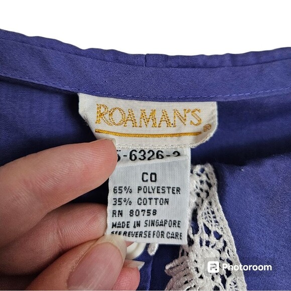 Vintage 80s 90s Cottagecore Purple White Decorative Collar Cold Shoulder Dress - Picture 6 of 7